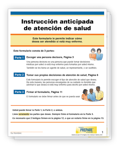 Instrucción anticipada de PREPARE